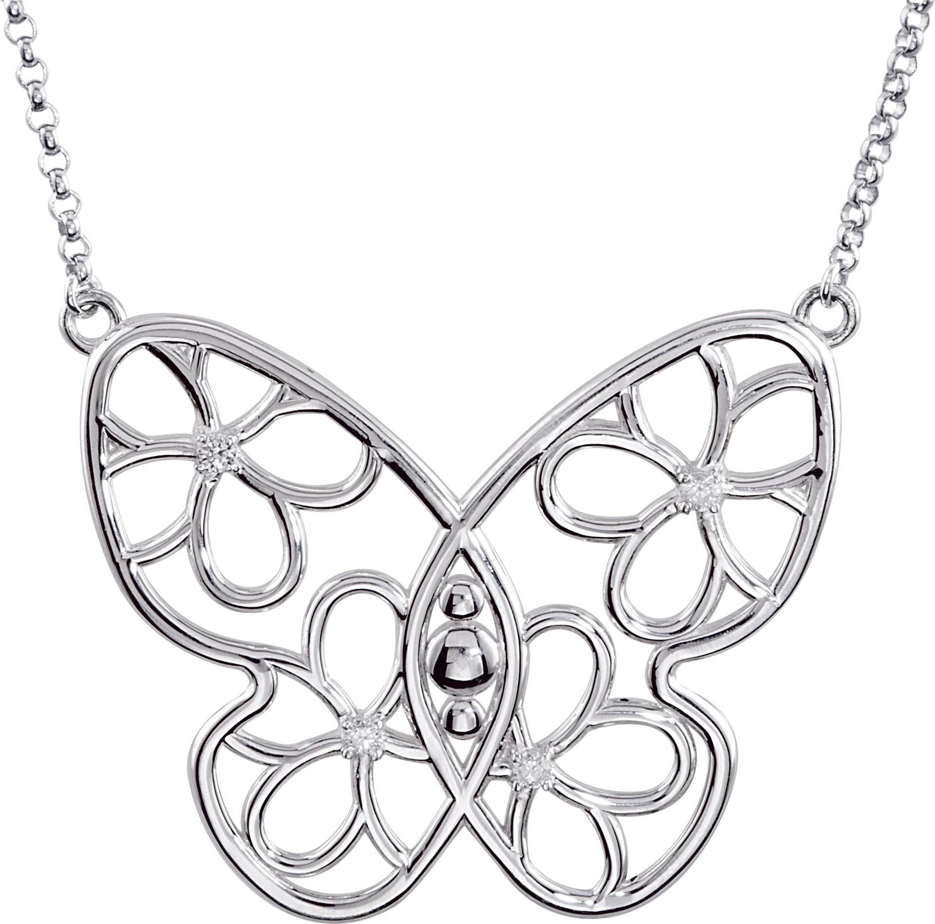 Accented Butterfly & Floral Necklace or Center view 1