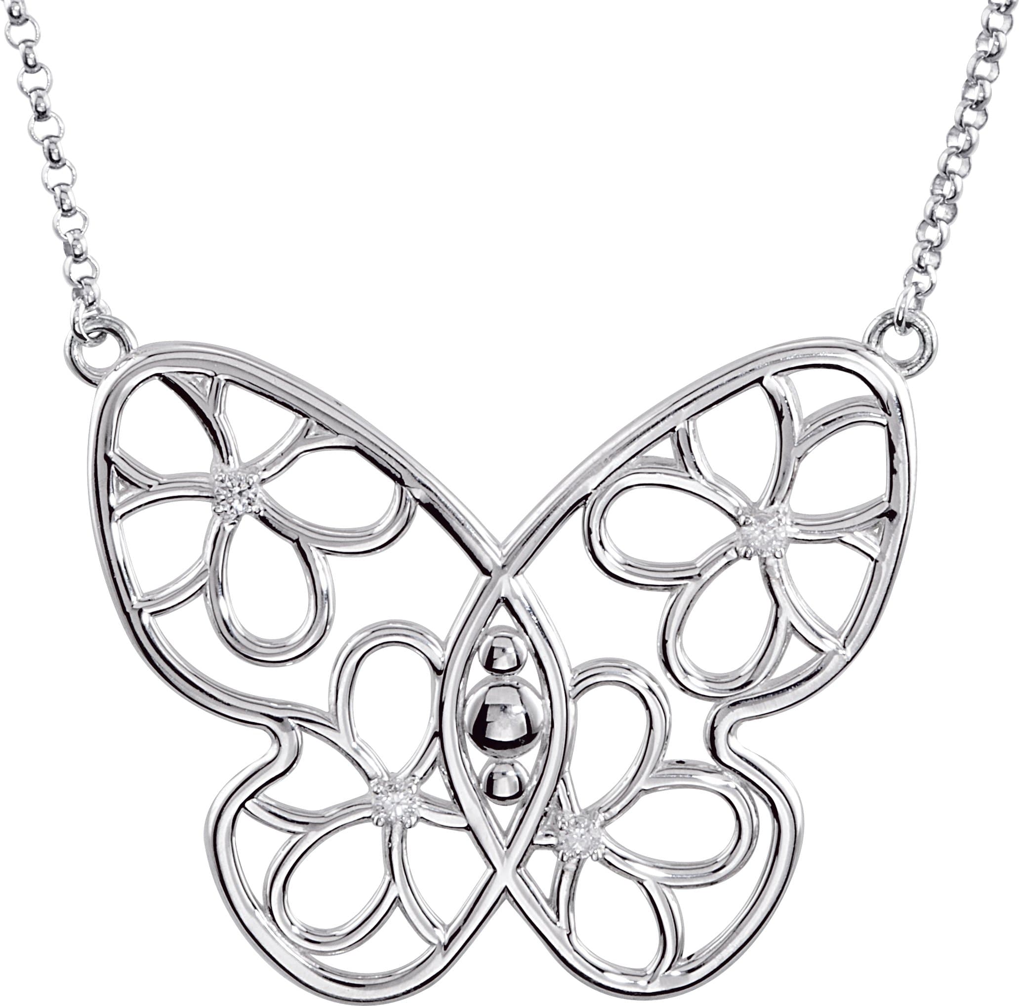 Accented Butterfly & Floral Necklace or Center view 1