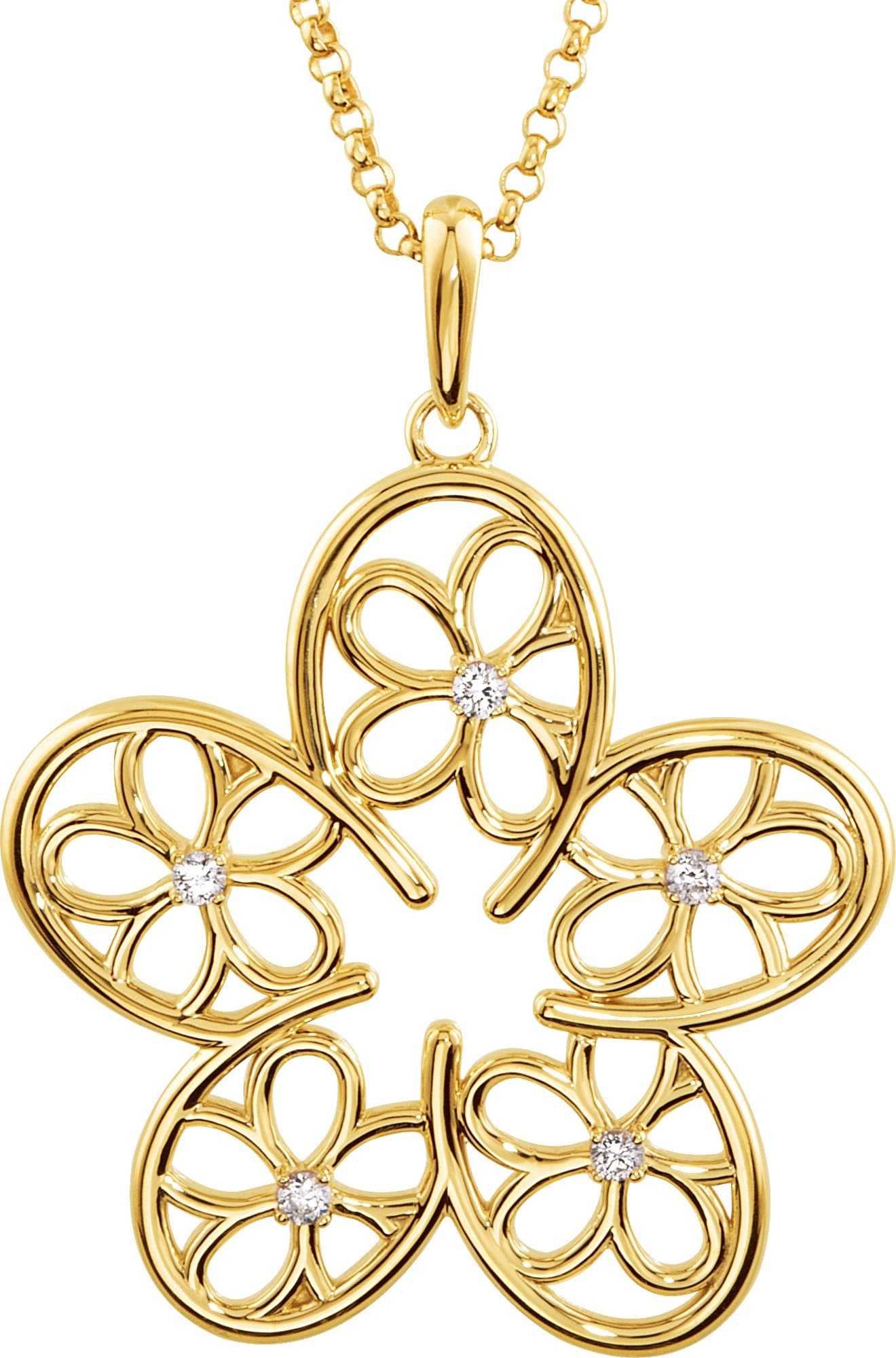 14K Yellow 1/10 CTW Natural Diamond Flower 18 Necklace