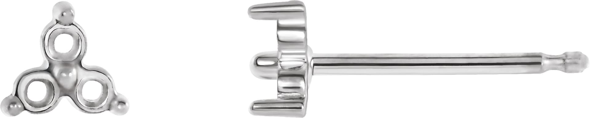 Sterling Silver 1.5 mm Round Three-Stone Earring Mounting  