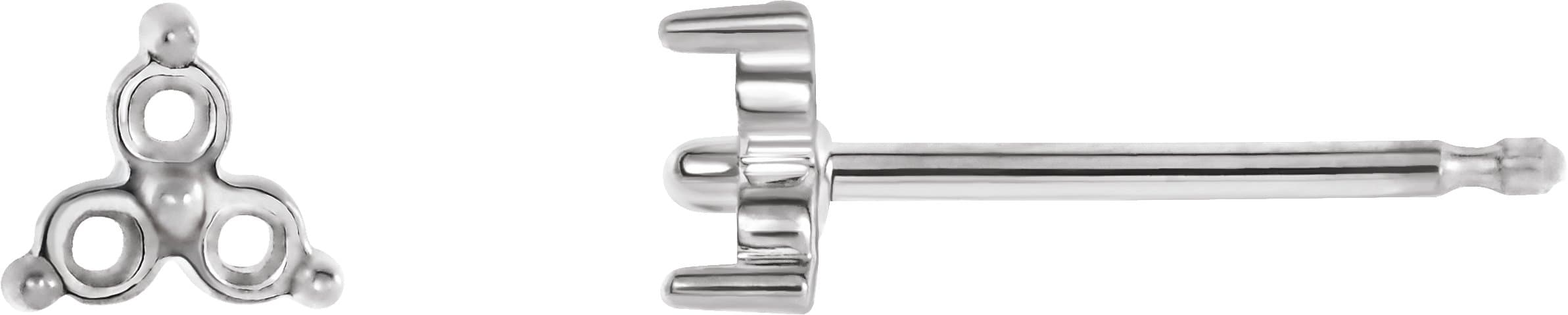 Sterling Silver 1.5 mm Round Three-Stone Earring Mounting  