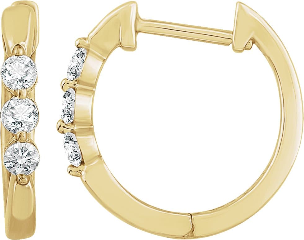 14K White 1/4 CTW Natural Diamond 14 mm Hoop Earrings
