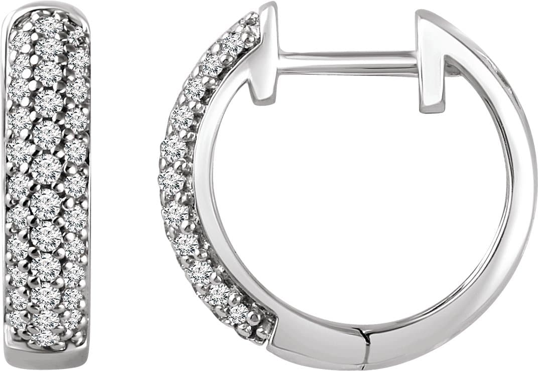 14K White 1/3 CTW Natural Diamond 14 mm Hoop Earrings
