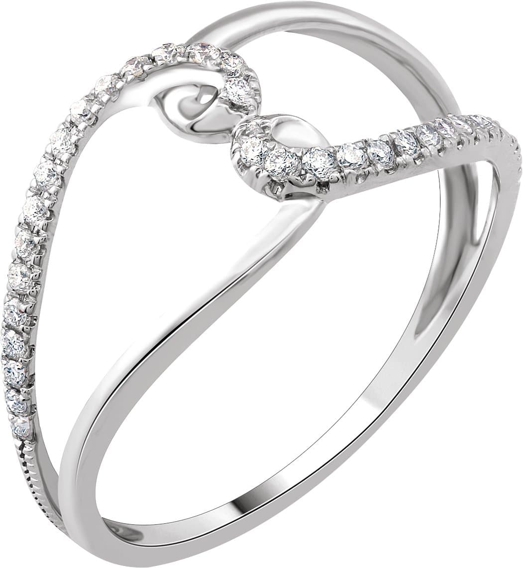 14K White 1/8 CTW Natural Diamond Negative Space Ring