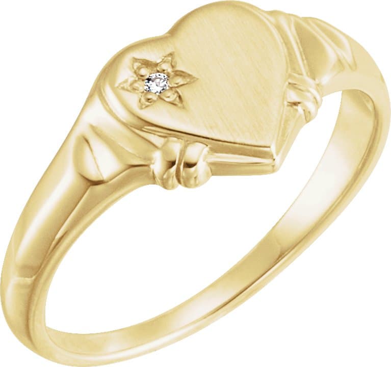 14K White .01 CT Natural Diamond Heart Ring