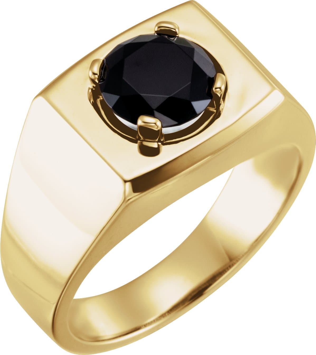 14K White Natural Black Onyx Ring
