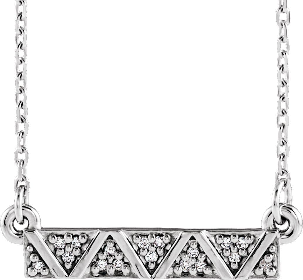 14K White .04 CTW Natural Diamond Geometric Bar 16-18 Necklace