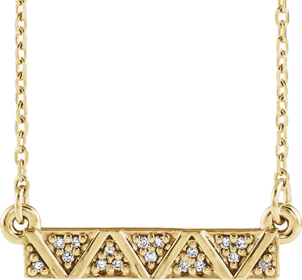 14K White .04 CTW Natural Diamond Geometric Bar 16-18 Necklace
