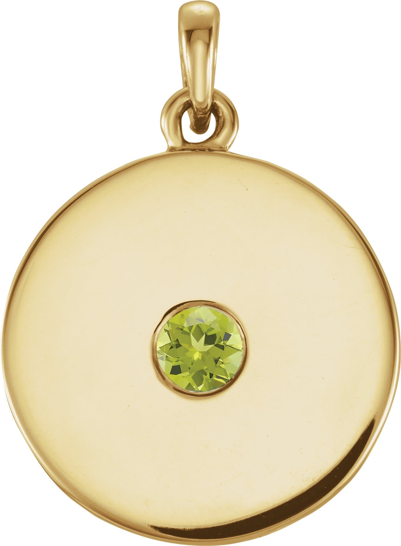 14K Yellow Natural Blue Sapphire Disc Pendant