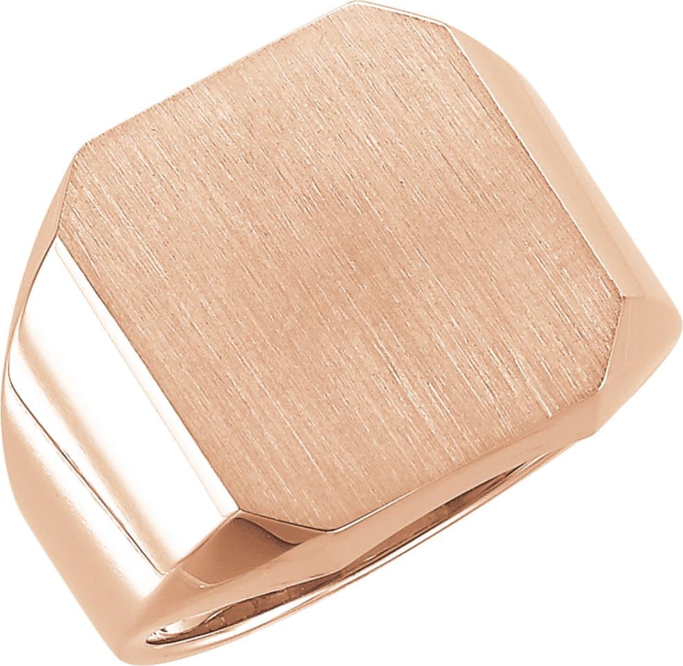 10K White Octagon Signet Ring