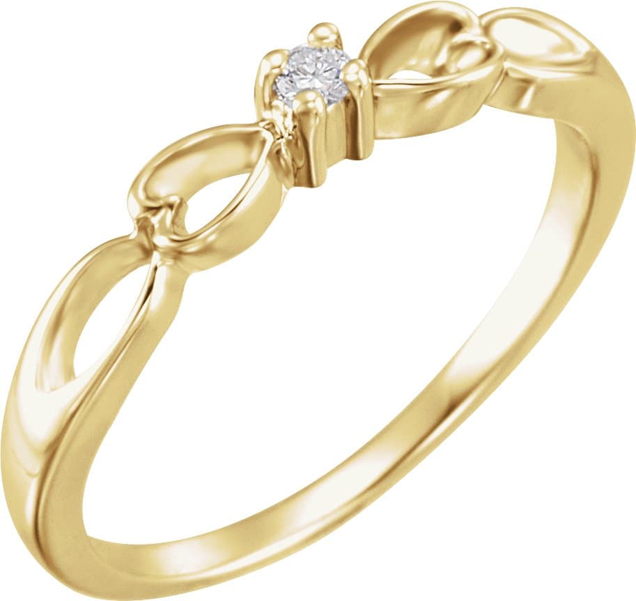 14K White .03 CT Youth Natural Diamond Heart Ring