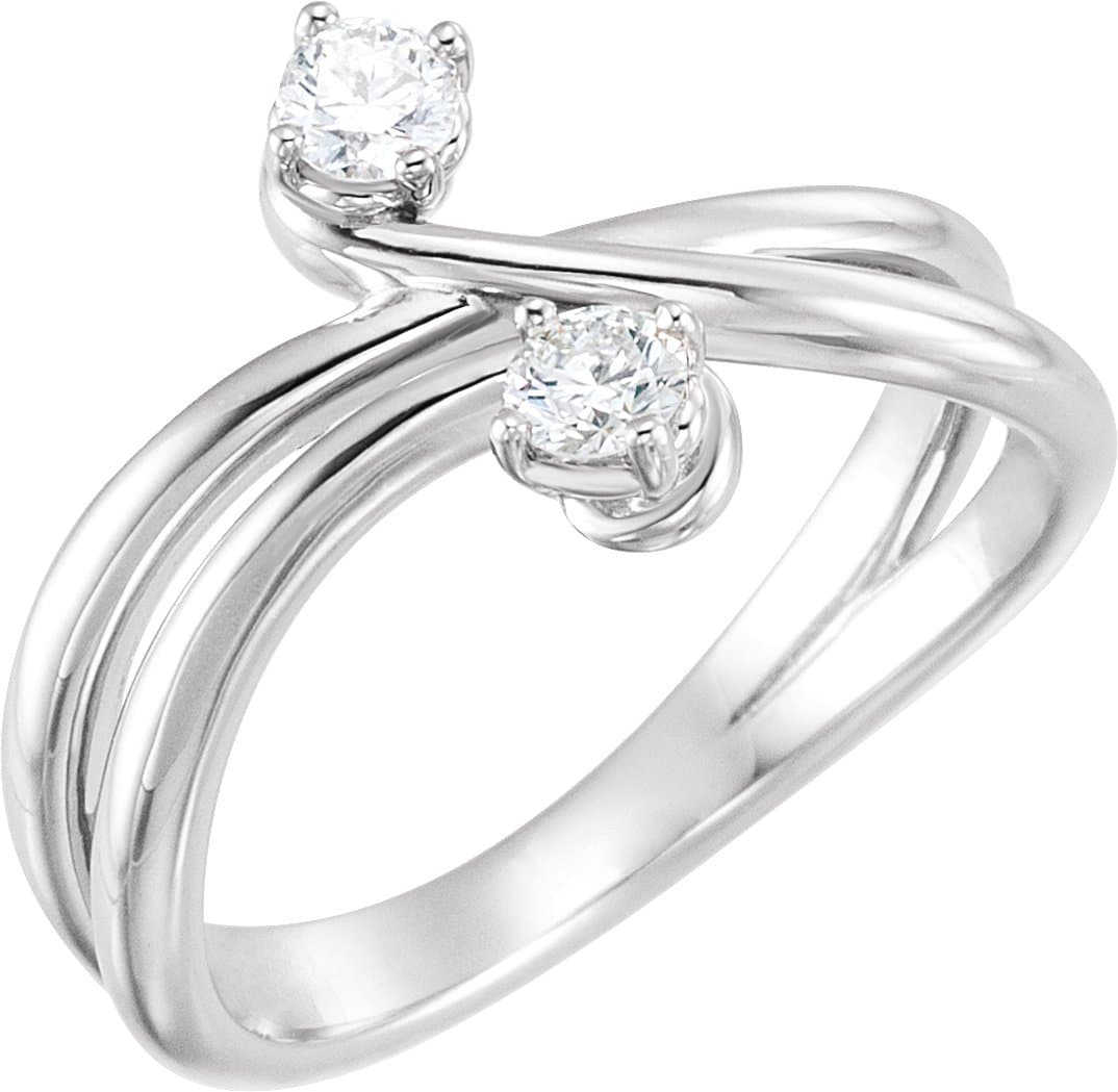 14K Rose 1/4 CTW Natural Diamond Two-Stone Ring