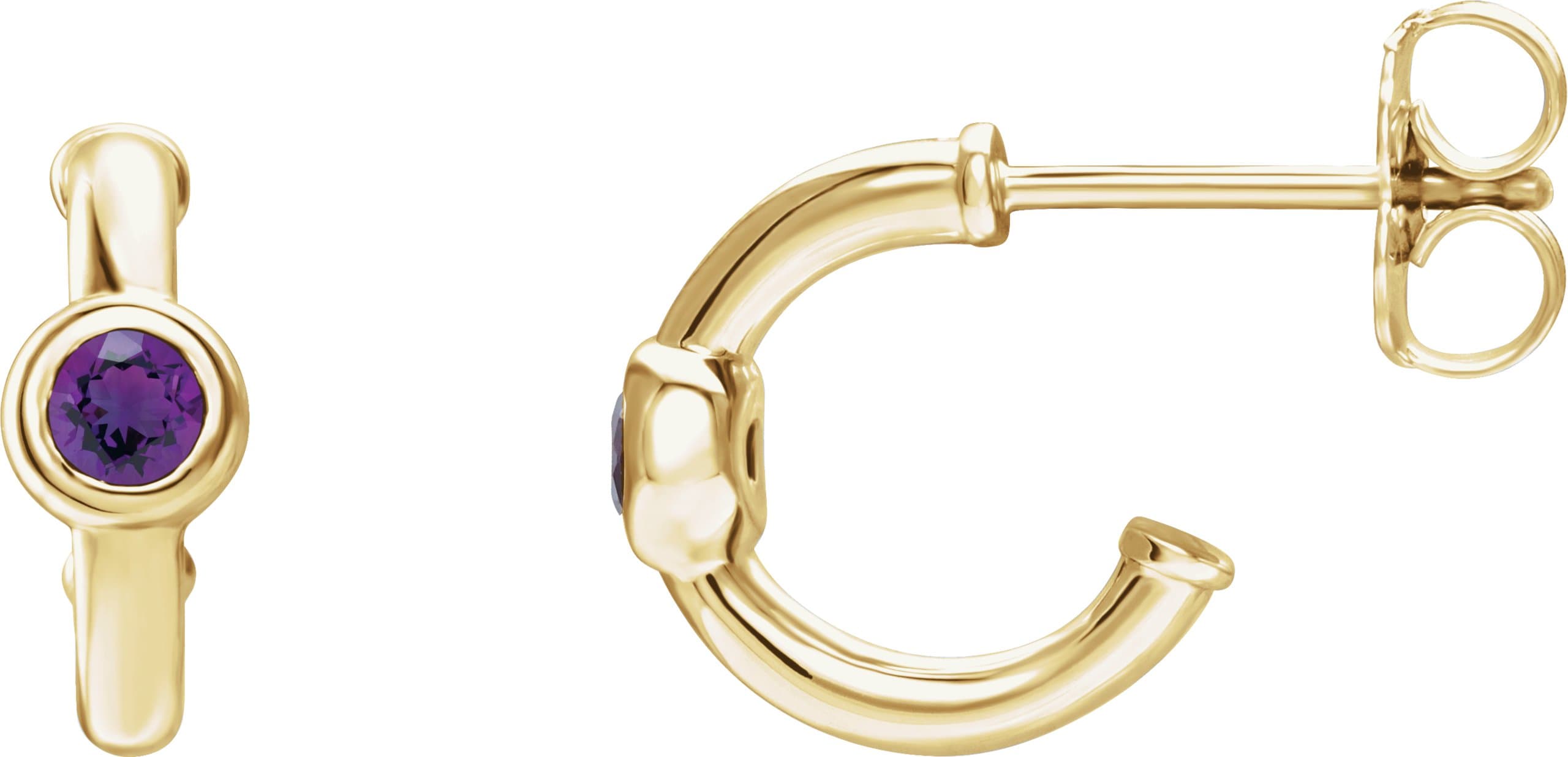 14K Rose Lab-Grown Alexandrite Huggie Hoop Earrings