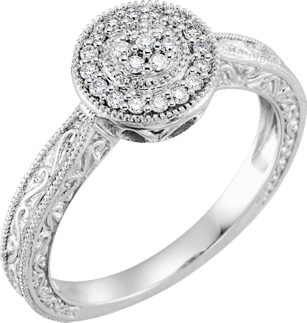 10K White 1/6 CTW Natural Diamond Ring