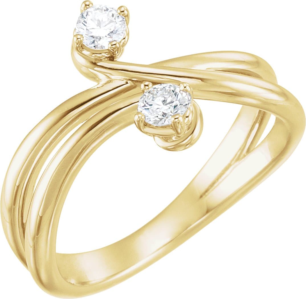 14K Rose 1/4 CTW Natural Diamond Two-Stone Ring
