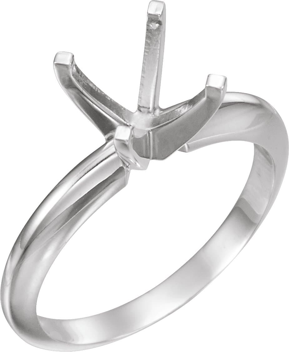 14K White Gold 3.5 mm Square Solitaire Ring Mounting