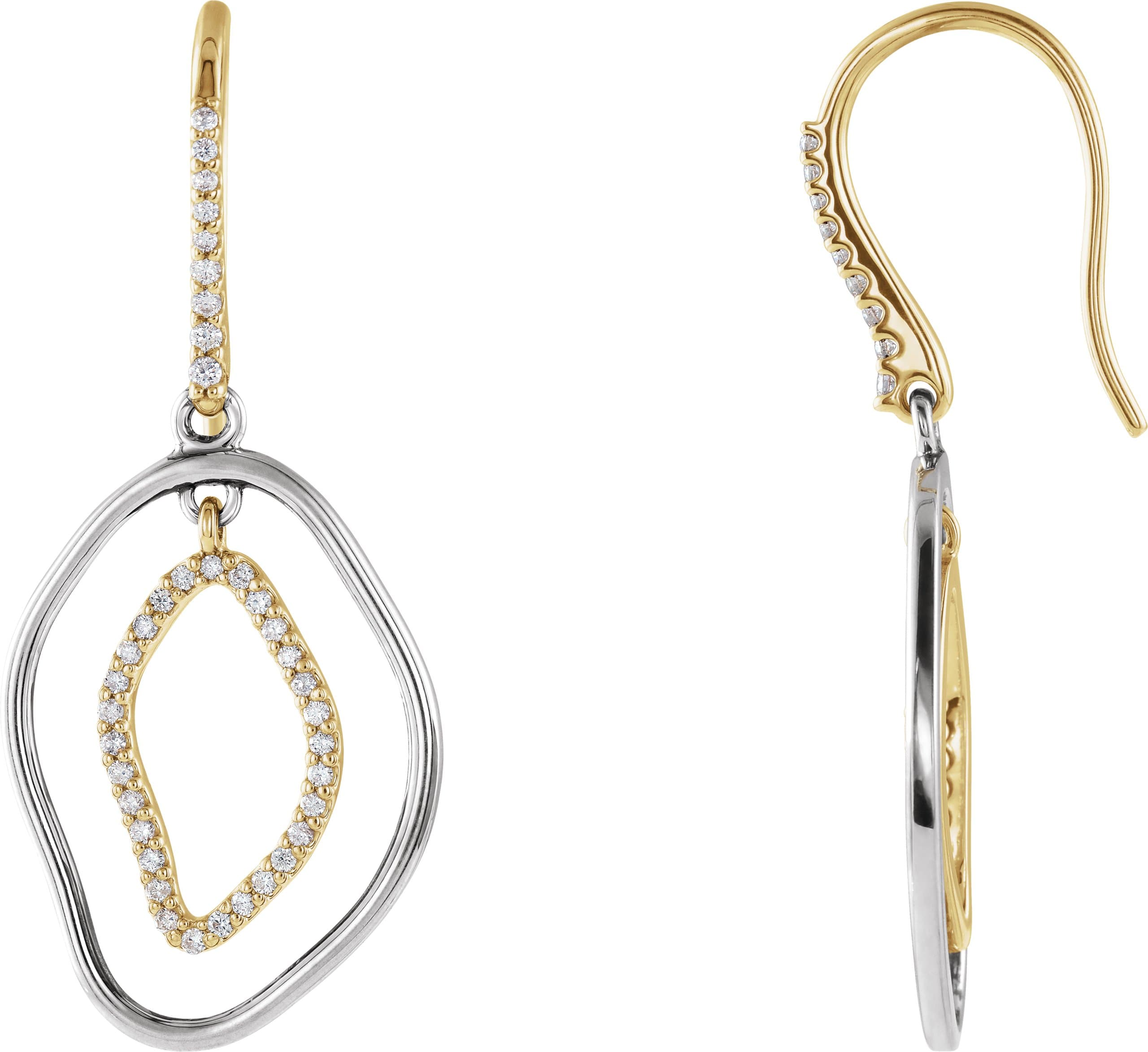 14K Yellow 3/8 CTW Natural Diamond Dangle Earrings