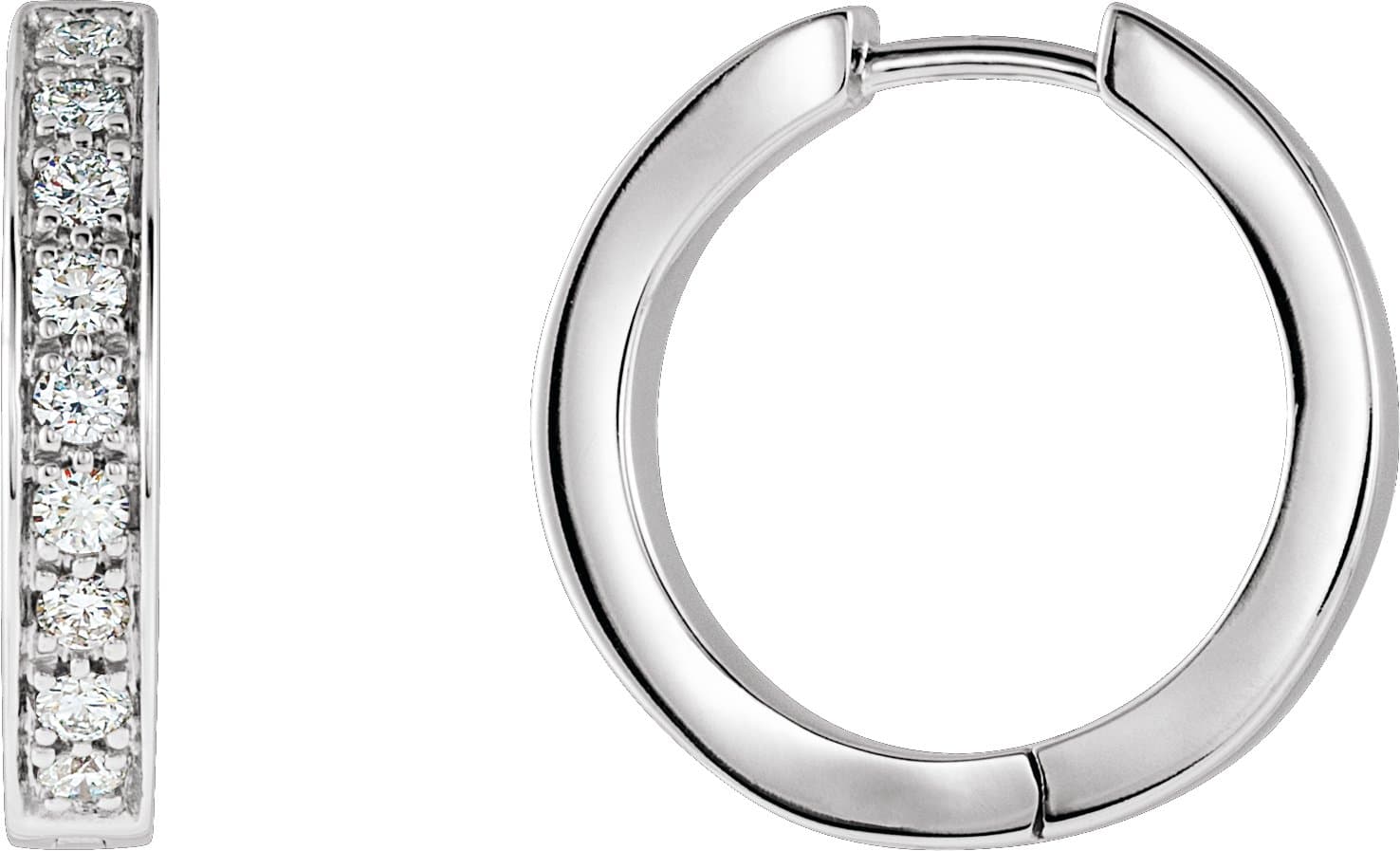 14K White 3/4 CTW Natural Diamond Inside-Outside Hinged 18.5 mm Hoop Earrings