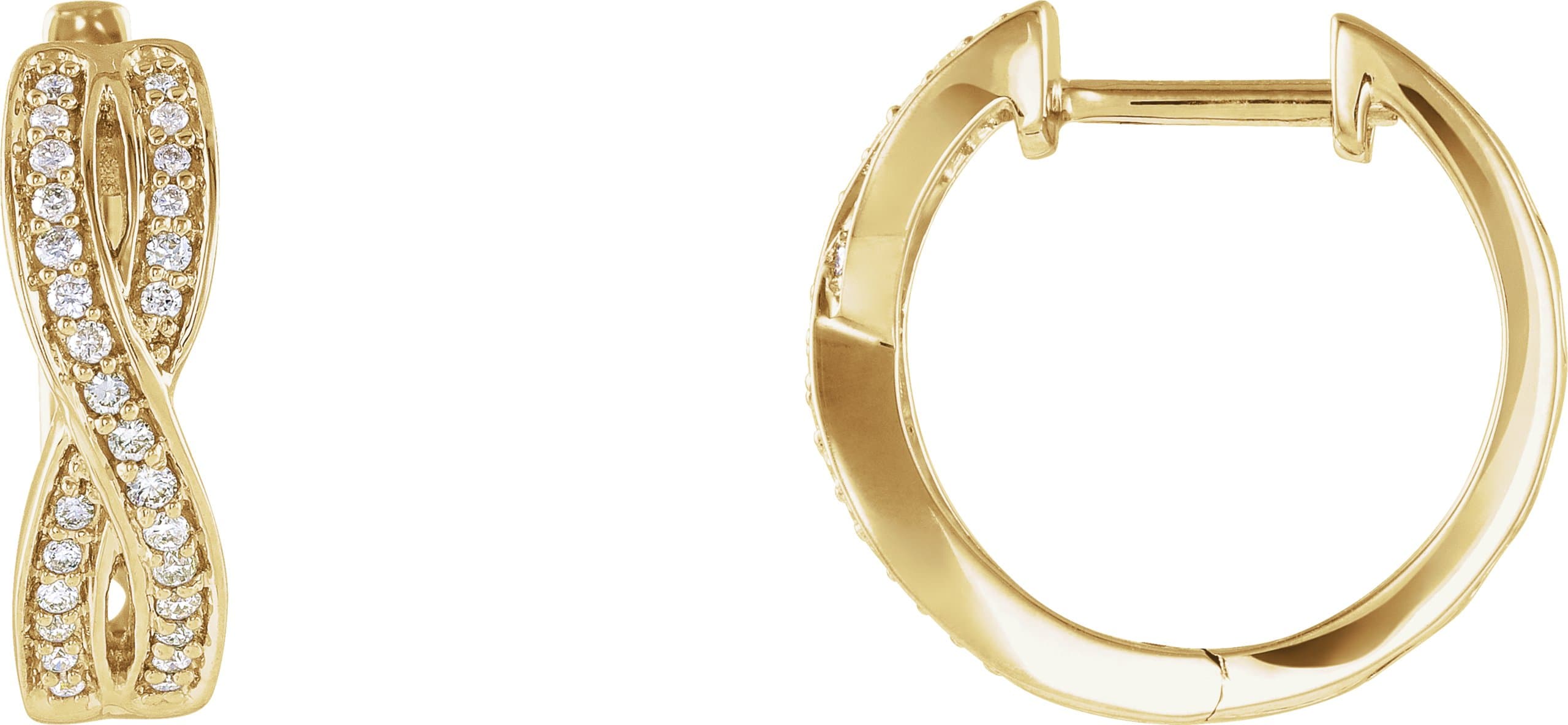 14K White 1/5 CTW Natural Diamond Infinity-Inspired 15.8 mm Hoop Earrings