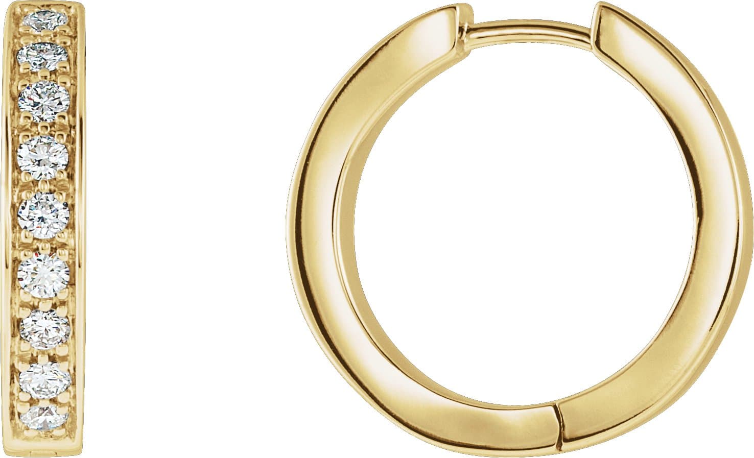 14K White 3/4 CTW Natural Diamond Inside-Outside Hinged 18.5 mm Hoop Earrings