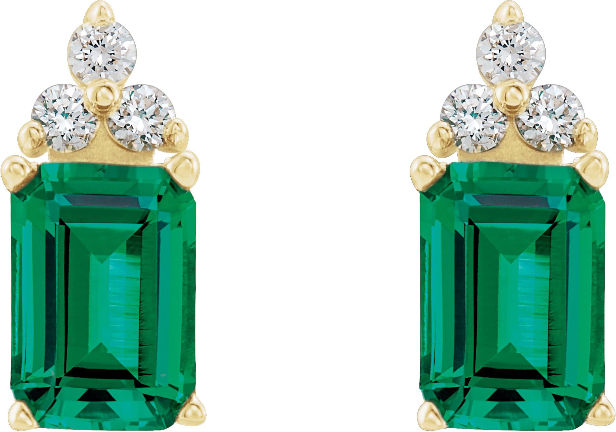 Emerald 4-Prong Accented Earrings view 2