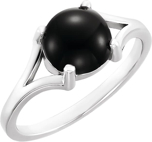 14K Rose 10 mm Natural Black Onyx Cabochon Ring