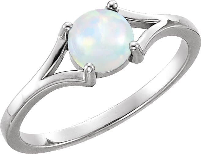 14K Rose 8 mm Natural Blue Chalcedony Cabochon Ring