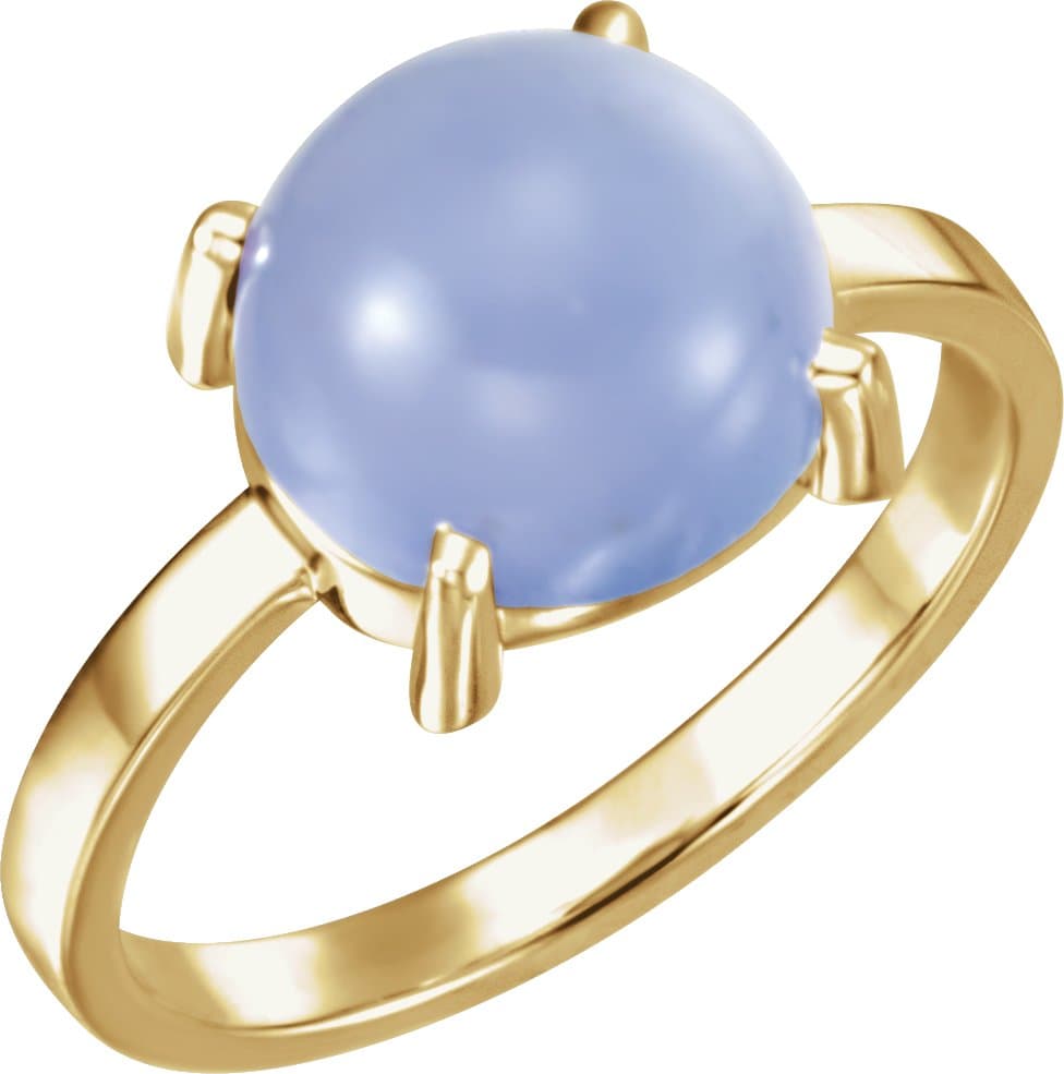 14K White 6 mm Round Natural Pink Tourmaline Cabochon Ring