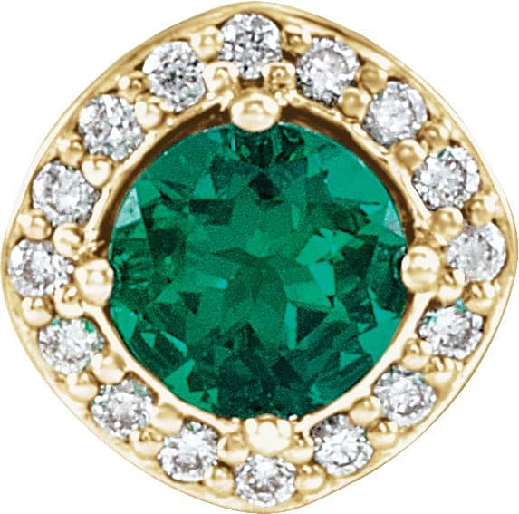 14K Rose Lab-Grown Emerald & .08 CTW Natural Diamond Pendant