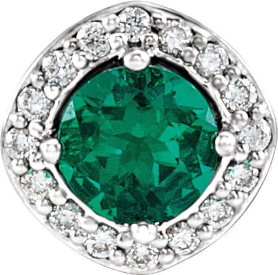 14K Rose Lab-Grown Emerald & .08 CTW Natural Diamond Pendant