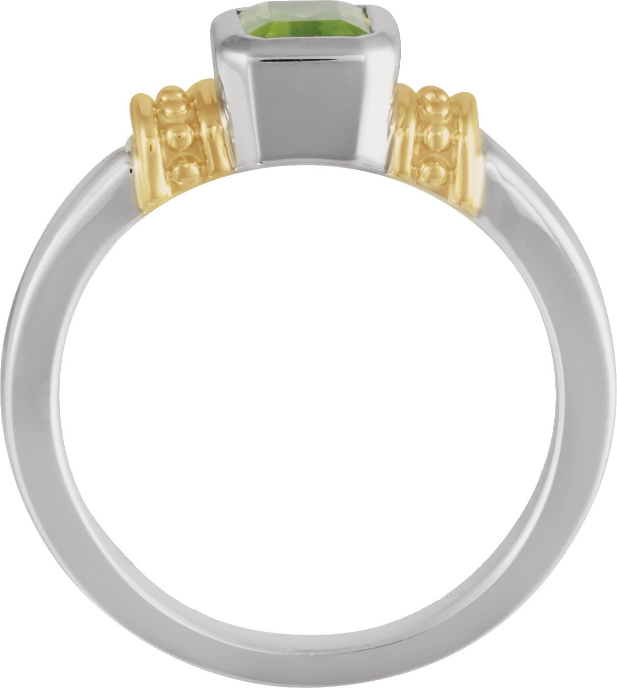 Sterling Silver & 14K Yellow Natural Peridot Ring view 2