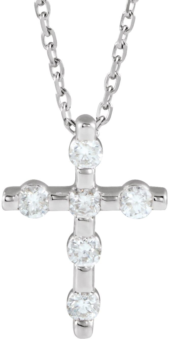 14K Rose .08 CTW Natural Diamond Cross 16-18 Necklace
