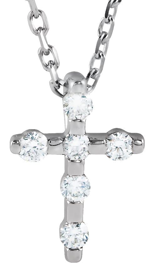 14K Rose .08 CTW Natural Diamond Cross 16-18 Necklace