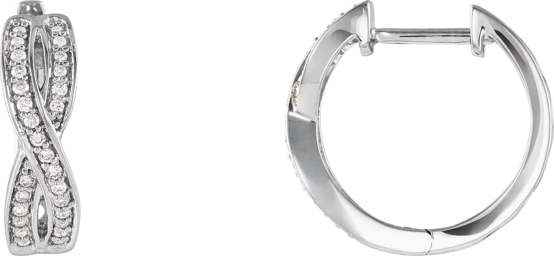 14K White 1/5 CTW Natural Diamond Infinity-Inspired 15.8 mm Hoop Earrings