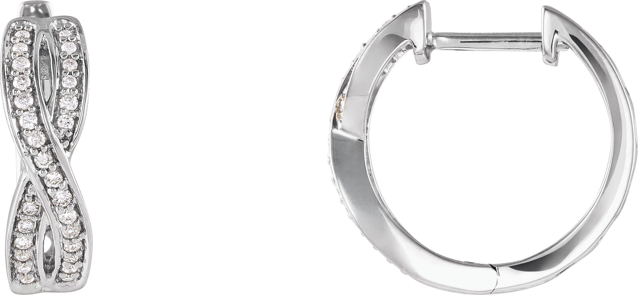 14K White 1/5 CTW Natural Diamond Infinity-Inspired 15.8 mm Hoop Earrings