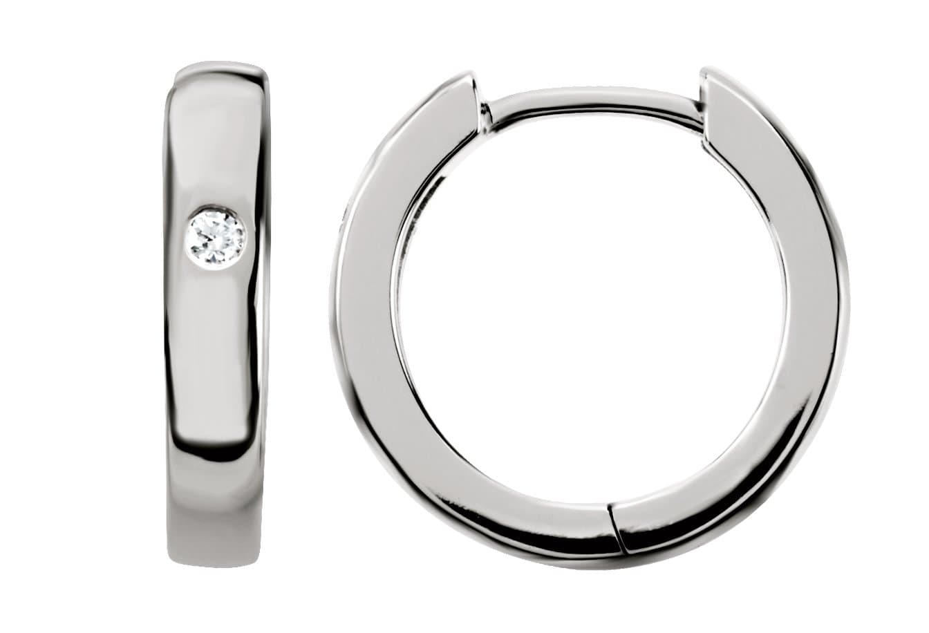 18K White .04 CTW Natural Diamond 13 mm Hoop Earrings