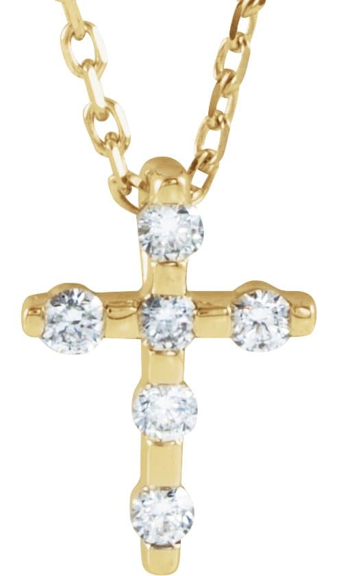 14K Rose .08 CTW Natural Diamond Cross 16-18 Necklace