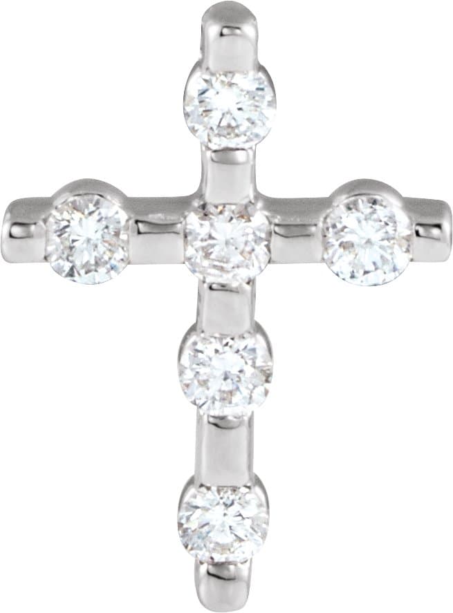 14K White 1/5 CTW Natural Diamond Cross Pendant