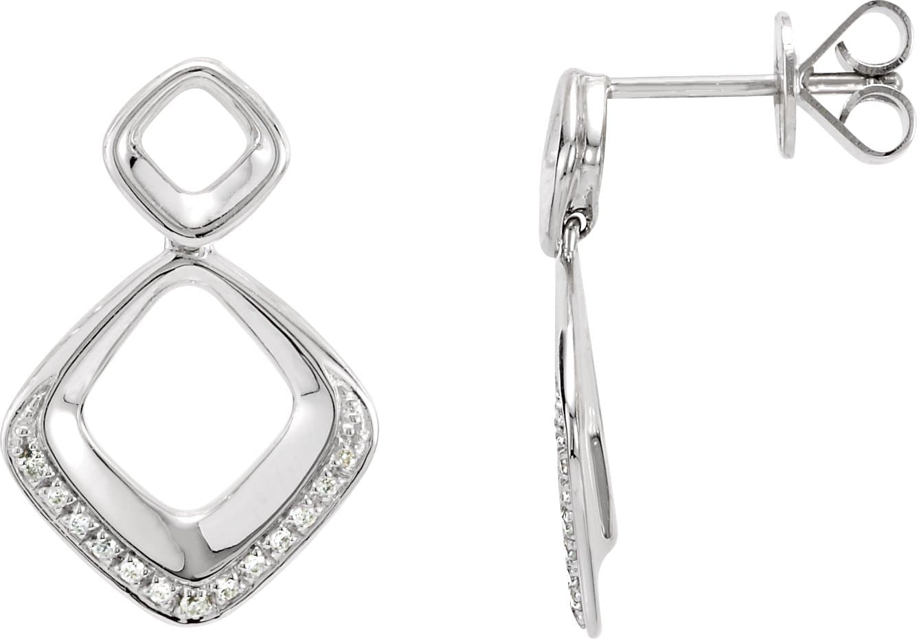 14K White 1/10 CTW Natural Diamond Geometric Earrings