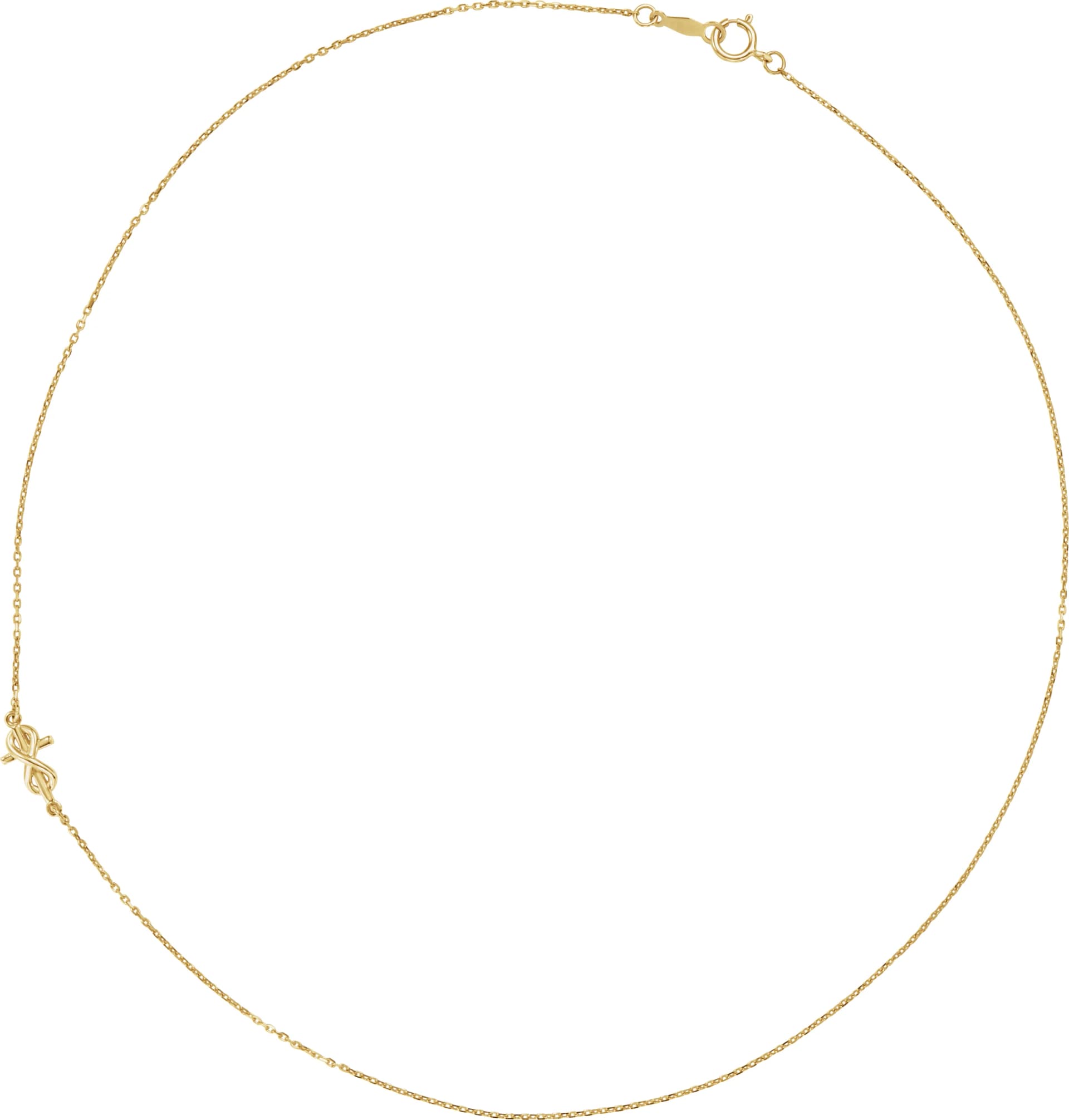 Infinity-Inspired Off-Center Sideways Cross Necklace, view 3