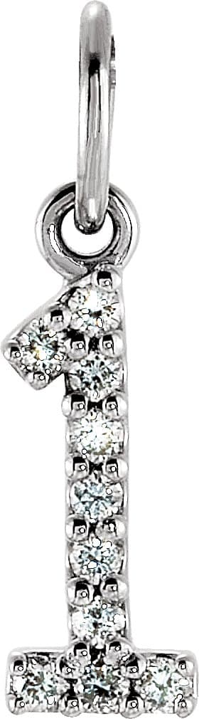 14K White Gold .04 CTW Natural Diamond Numeral 1 Charm/Pendant 