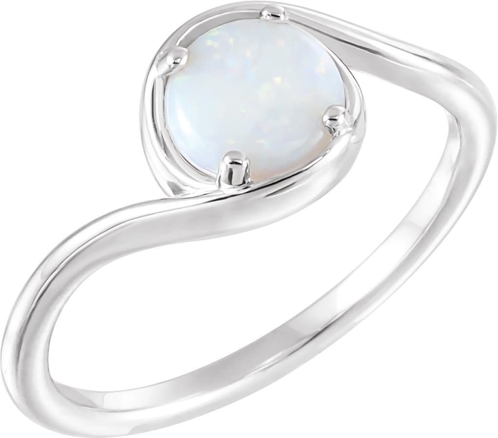 14K Rose Natural White Opal Bypass Ring