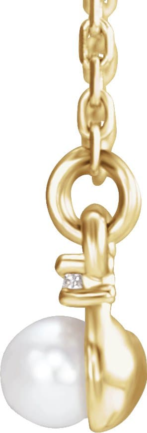 Accented Pearl Bar Necklace or Center view 2
