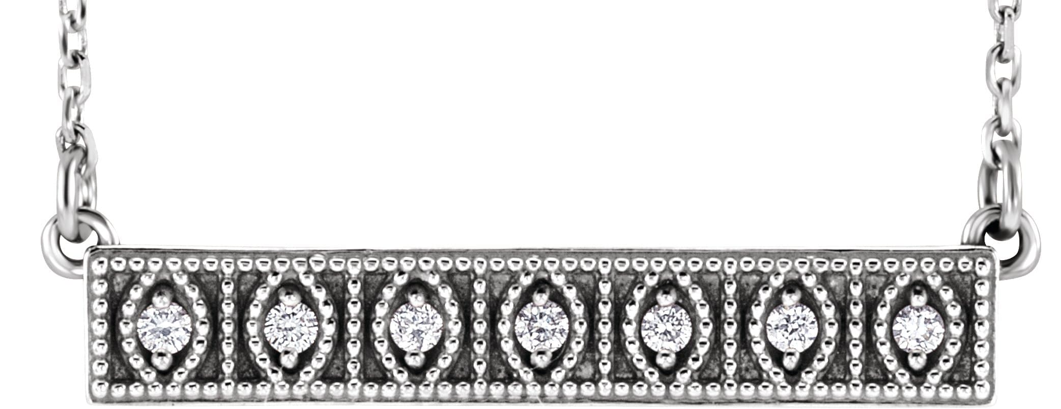 Sterling Silver .06 CTW Natural Diamond Bar 16-18 Necklace