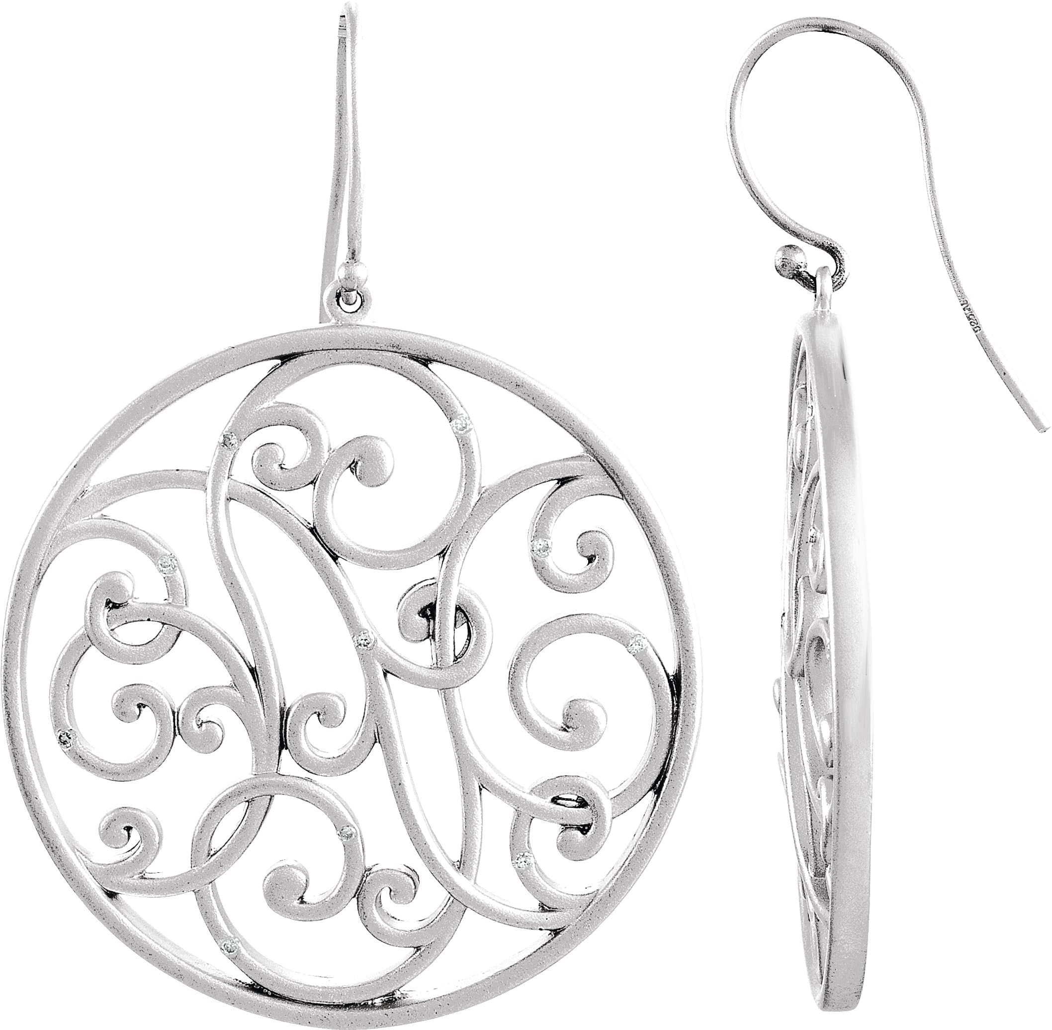 Sterling Silver 1/10 CTW Natural Diamond Scroll Earrings