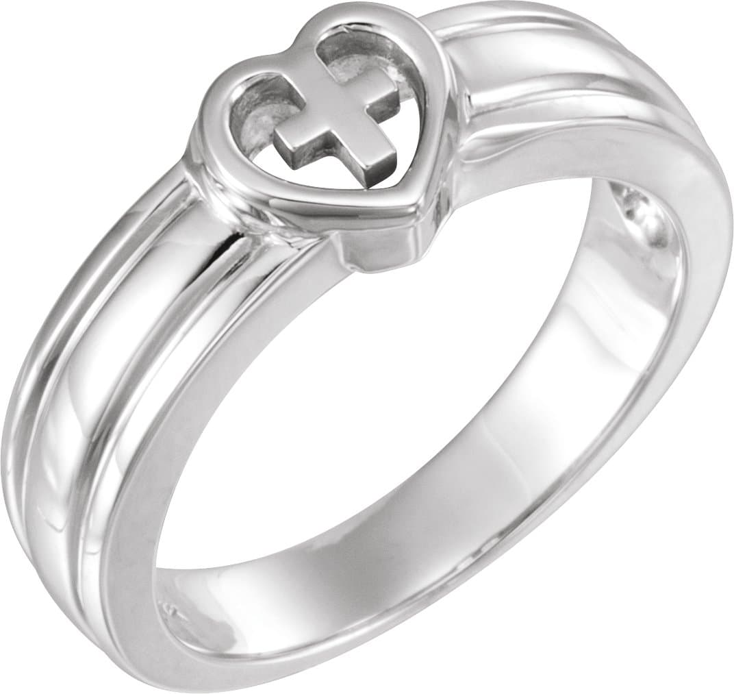 10K Yellow/White Heart & Cross Ring