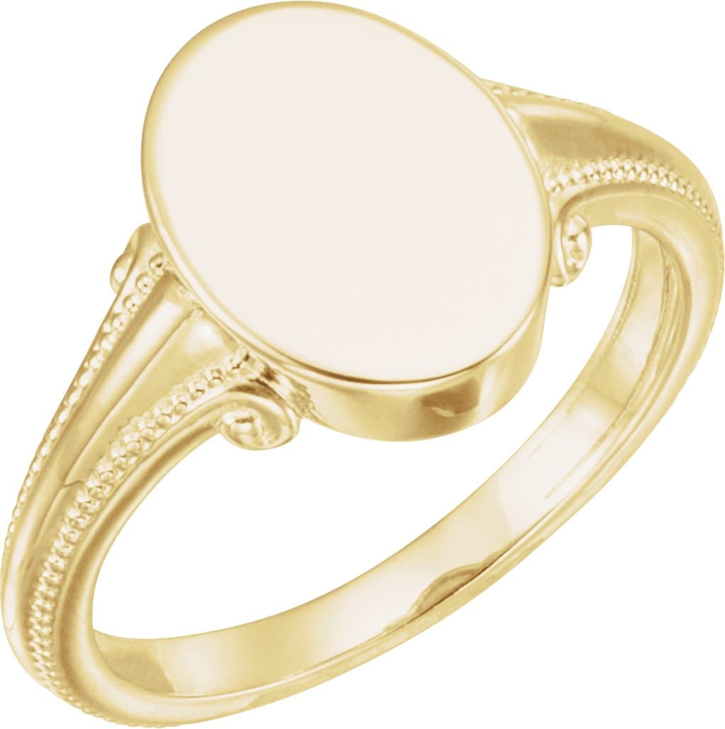 10K Yellow Oval Signet Ring