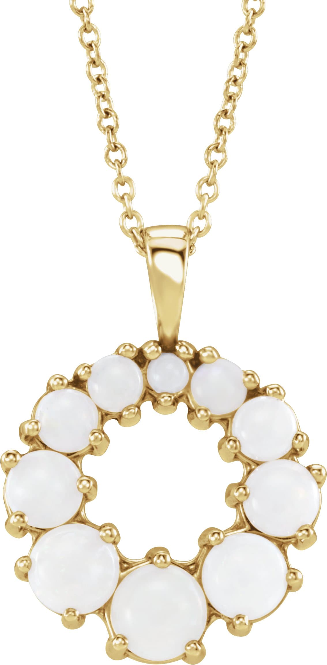 14K Rose Natural White Opal Halo-Style 16-18 Necklace