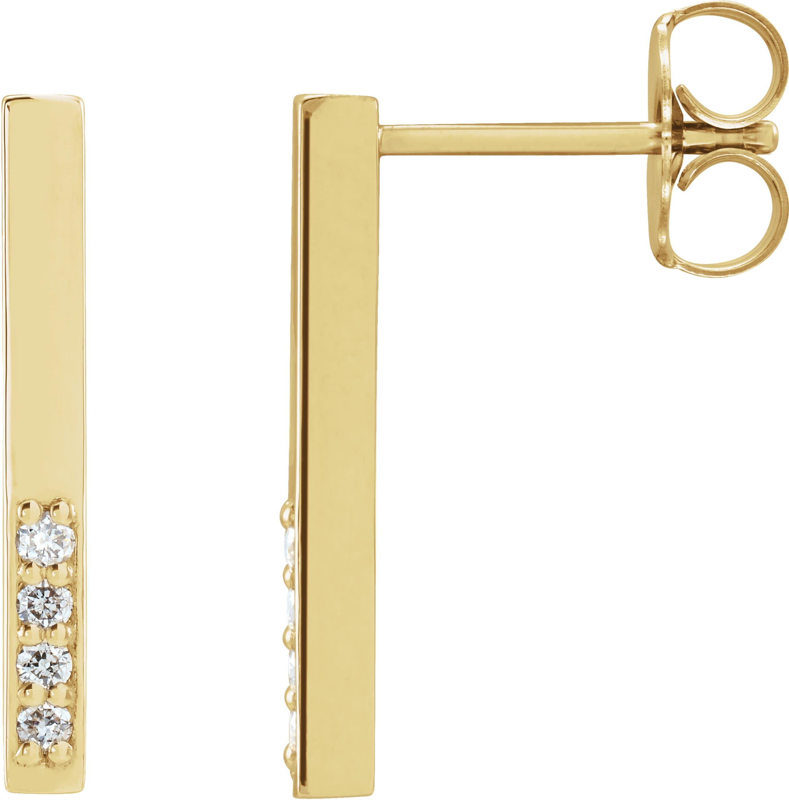 14K Rose .07 CTW Natural Diamond Bar Earrings