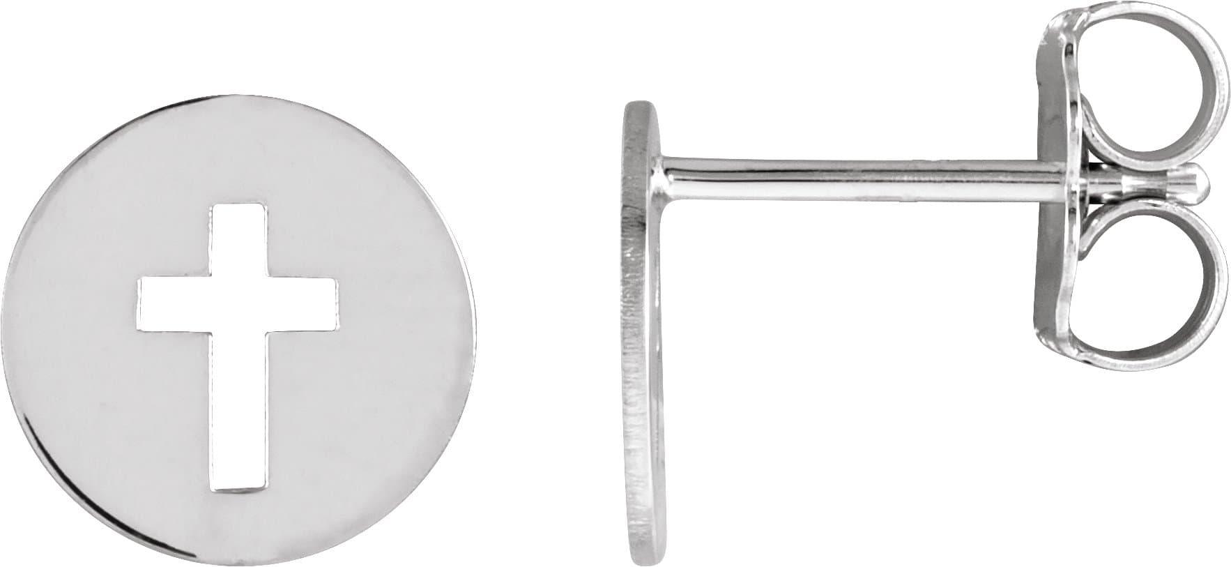 Platinum Pierced Cross Earring